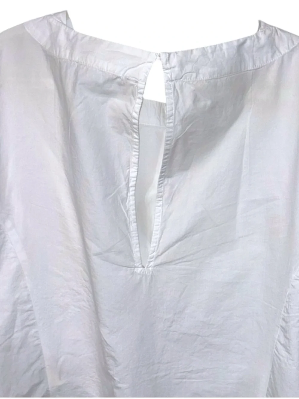 Free People 100% Cotton White Tie Front Balloon Sleeve Cropped Blouse Top